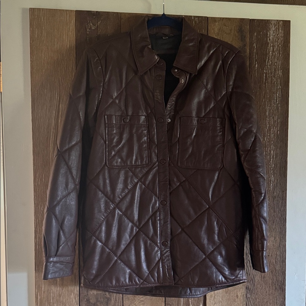 Women's Quilted Brown Leather Jacket Mauritius Australia